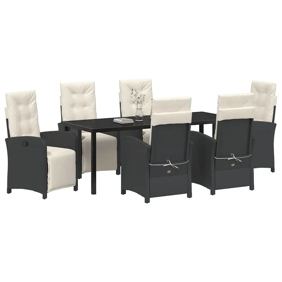 Ensemble de salle à manger pour jardin 7 pcs Noir polyrotin - 3