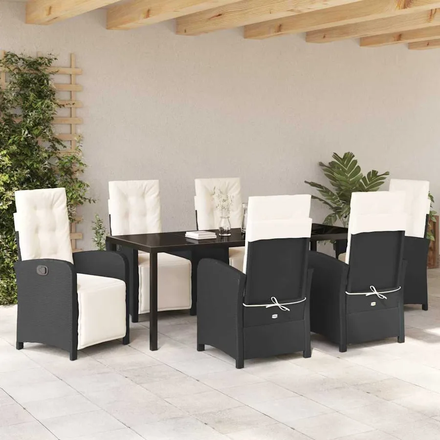 Ensemble de salle à manger pour jardin 7 pcs Noir polyrotin - 4