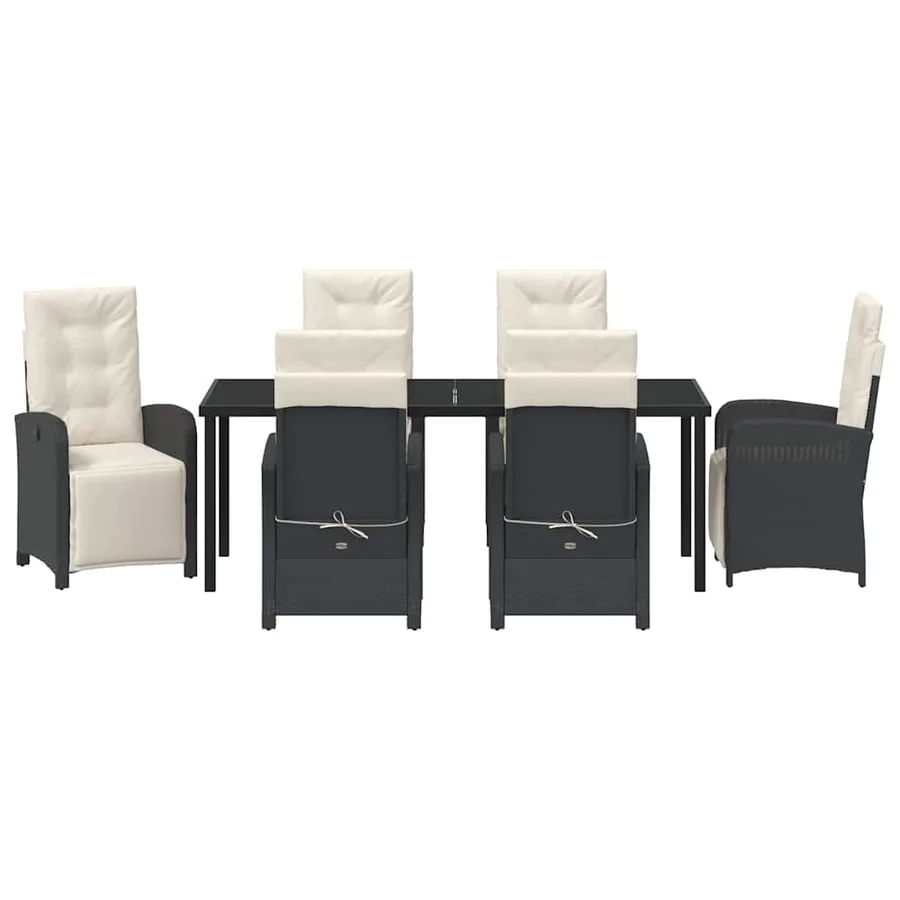 Ensemble de salle à manger pour jardin 7 pcs Noir polyrotin - 7