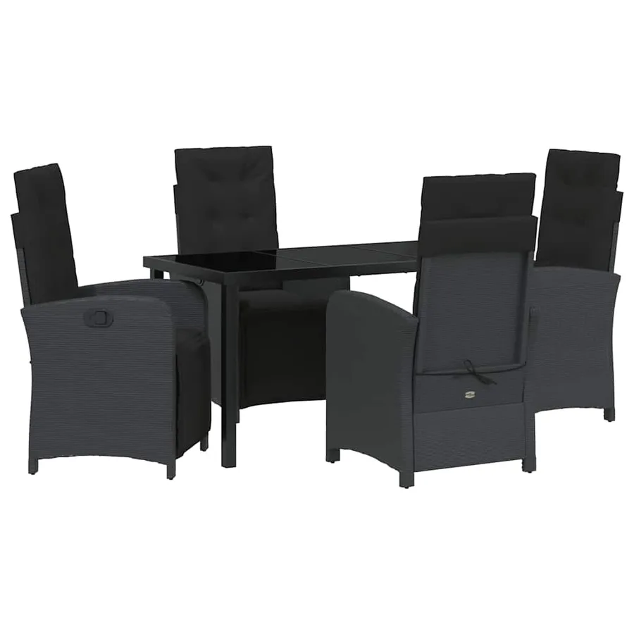 Ensemble de salle à manger pour jardin 5 pcs Noir polyrotin - 2