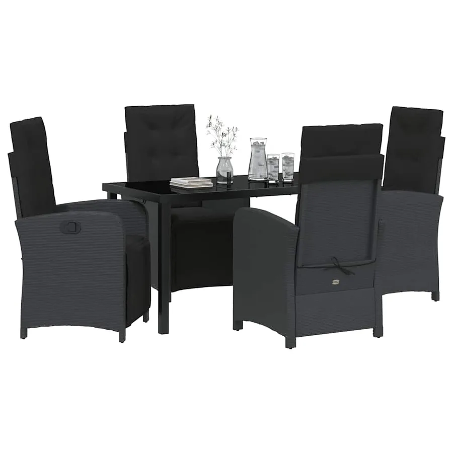 Ensemble de salle à manger pour jardin 5 pcs Noir polyrotin - 3