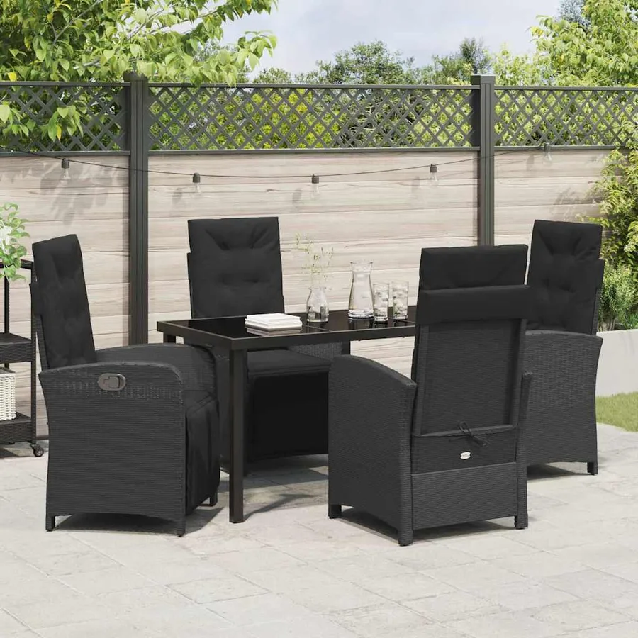Ensemble de salle à manger pour jardin 5 pcs Noir polyrotin - 4
