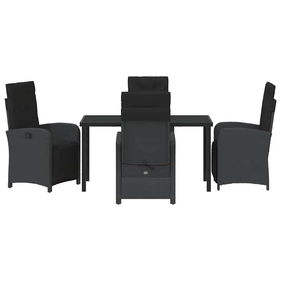 Ensemble de salle à manger pour jardin 5 pcs Noir polyrotin - 7