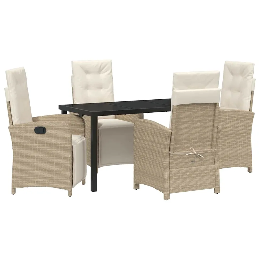Ensemble de salle à manger pour jardin 5 pcs Beige polyrotin - 2