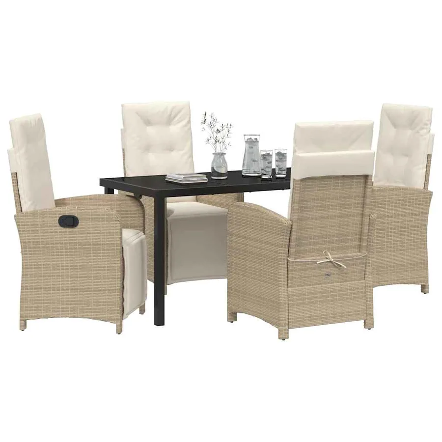 Ensemble de salle à manger pour jardin 5 pcs Beige polyrotin - 3
