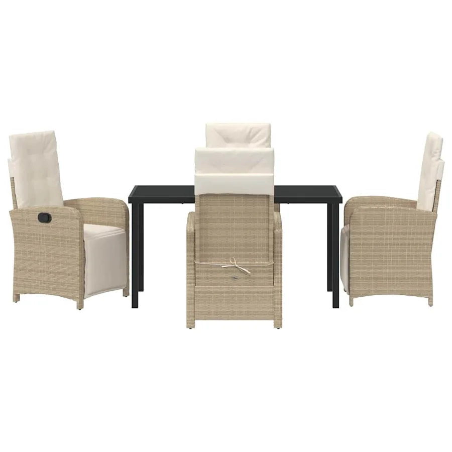 Ensemble de salle à manger pour jardin 5 pcs Beige polyrotin - 7