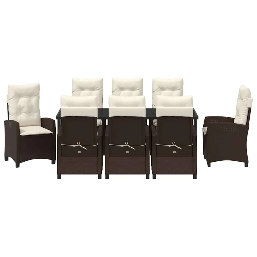 Ensemble de salle à manger pour jardin 9 pcs Marron polyrotin - 7