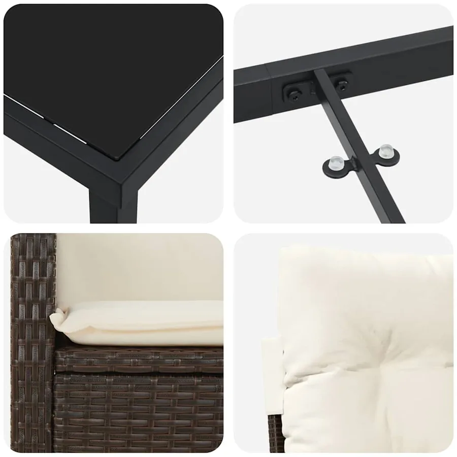 Ensemble de salle à manger pour jardin 9 pcs Marron polyrotin - 9