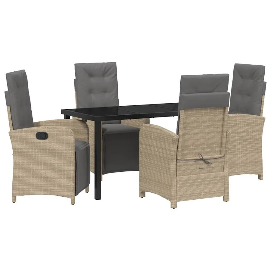 Ensemble de salle à manger pour jardin 5 pcs Beige polyrotin - 2