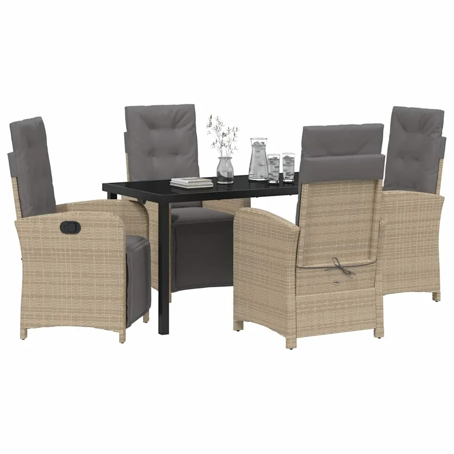 Ensemble de salle à manger pour jardin 5 pcs Beige polyrotin - 3