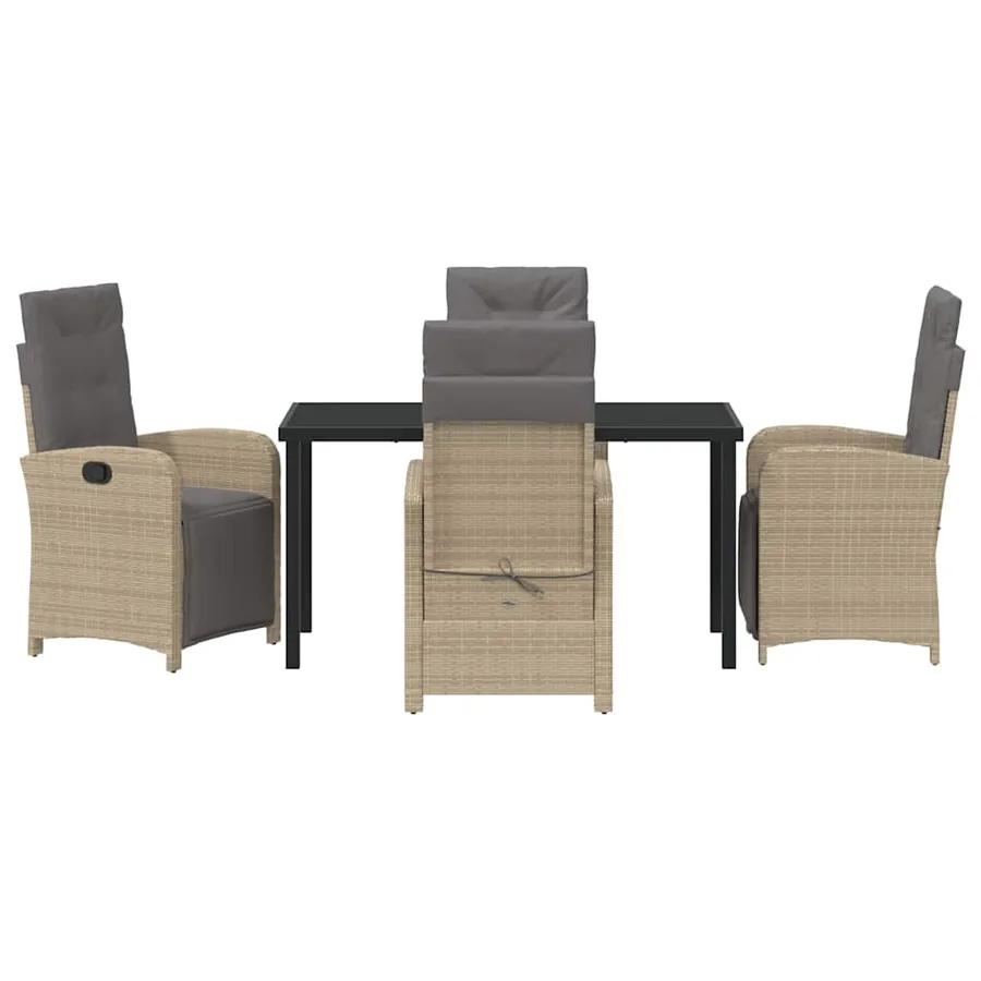 Ensemble de salle à manger pour jardin 5 pcs Beige polyrotin - 7