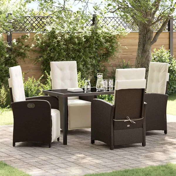 Ensemble de salle à manger pour jardin 5 pcs Marron polyrotin