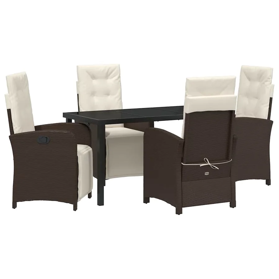 Ensemble de salle à manger pour jardin 5 pcs Marron polyrotin - 2