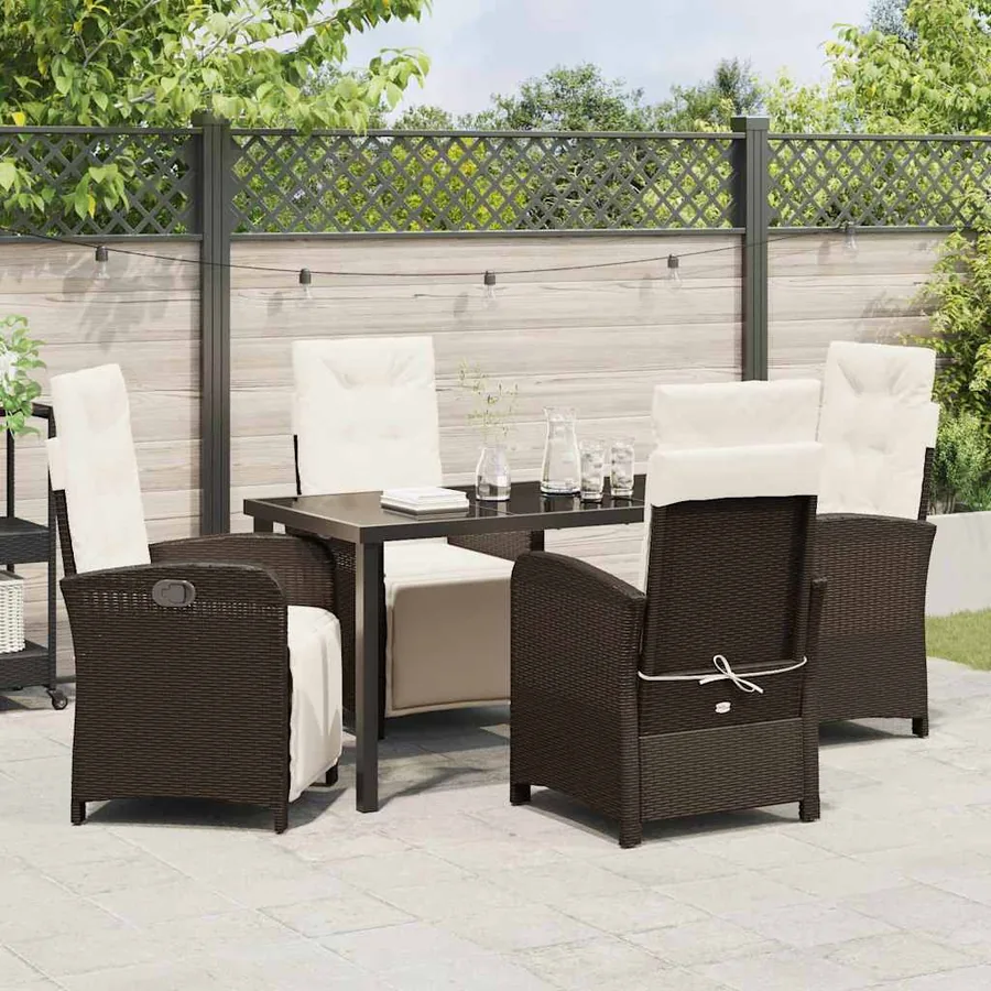 Ensemble de salle à manger pour jardin 5 pcs Marron polyrotin - 4