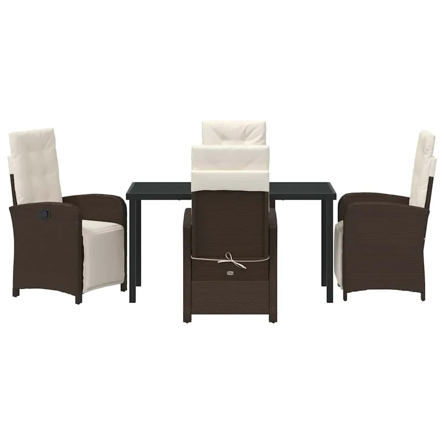 Ensemble de salle à manger pour jardin 5 pcs Marron polyrotin - 7