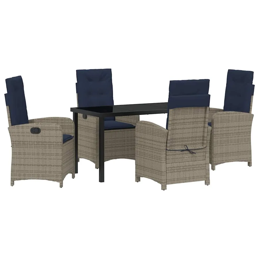 Ensemble de salle à manger pour jardin 5 pcs Gris polyrotin - 2