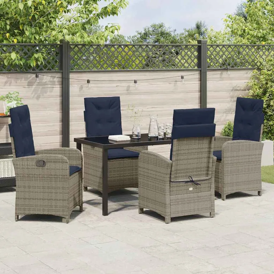 Ensemble de salle à manger pour jardin 5 pcs Gris polyrotin - 4