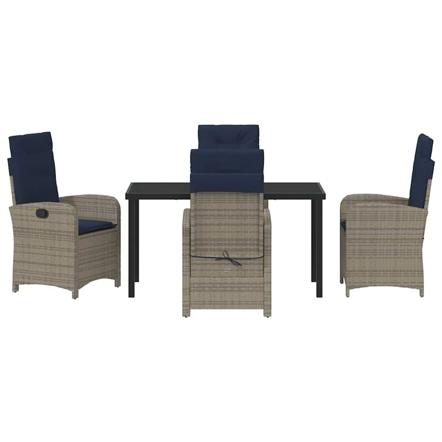 Ensemble de salle à manger pour jardin 5 pcs Gris polyrotin - 7