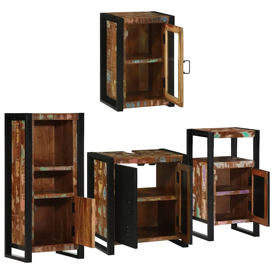 Ensemble de mobilier de salle de bain 4 pcs Bois massif recyclé - 4