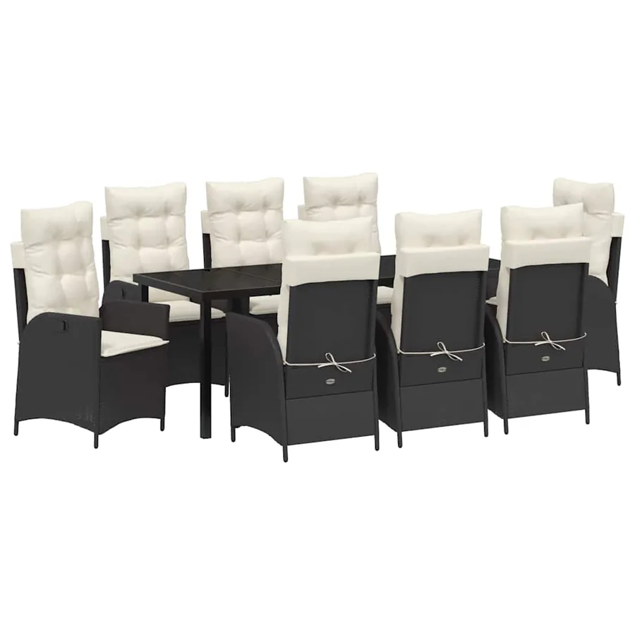 Ensemble de salle à manger pour jardin 9 pcs Noir polyrotin - 2