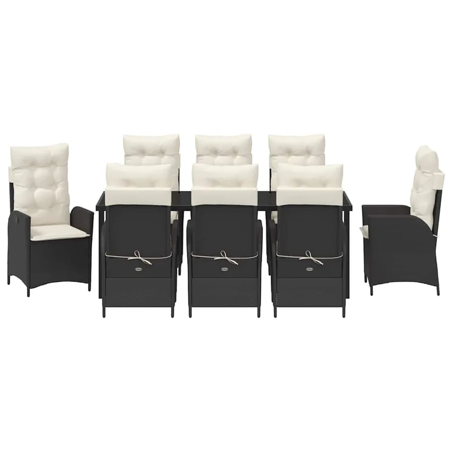 Ensemble de salle à manger pour jardin 9 pcs Noir polyrotin - 7