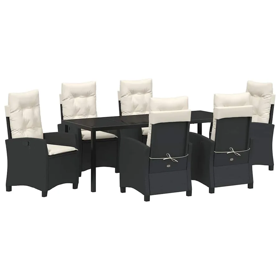 Ensemble de salle à manger pour jardin 7 pcs Noir polyrotin - 2