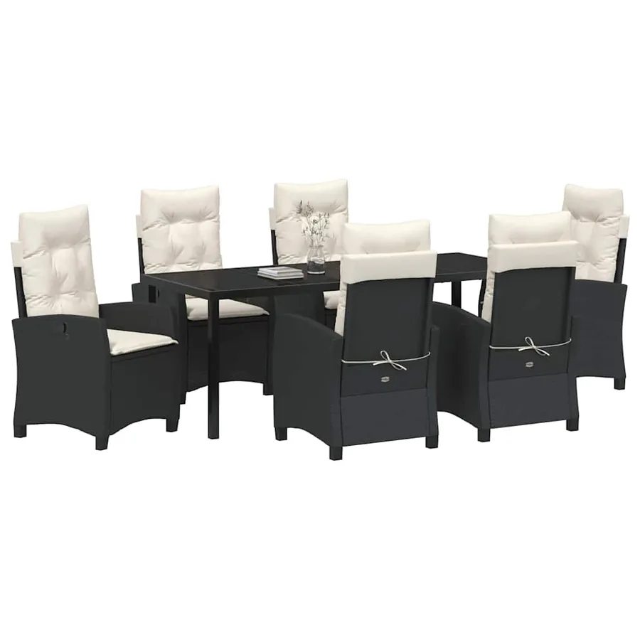 Ensemble de salle à manger pour jardin 7 pcs Noir polyrotin - 3