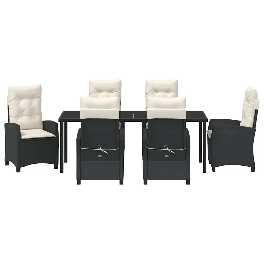 Ensemble de salle à manger pour jardin 7 pcs Noir polyrotin - 7