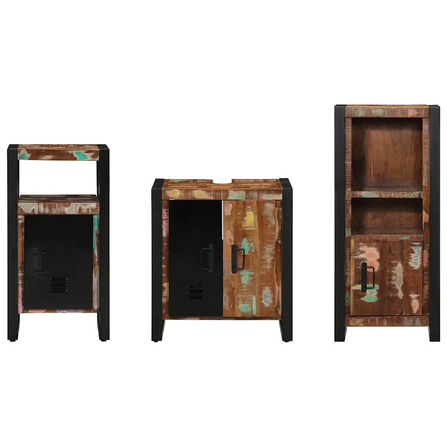 Ensemble de mobilier de salle de bain 3 pcs Bois Recyclé Solide - 6