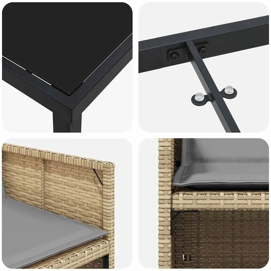 Ensemble de salle à manger pour jardin 9 pcs Beige polyrotin - 9