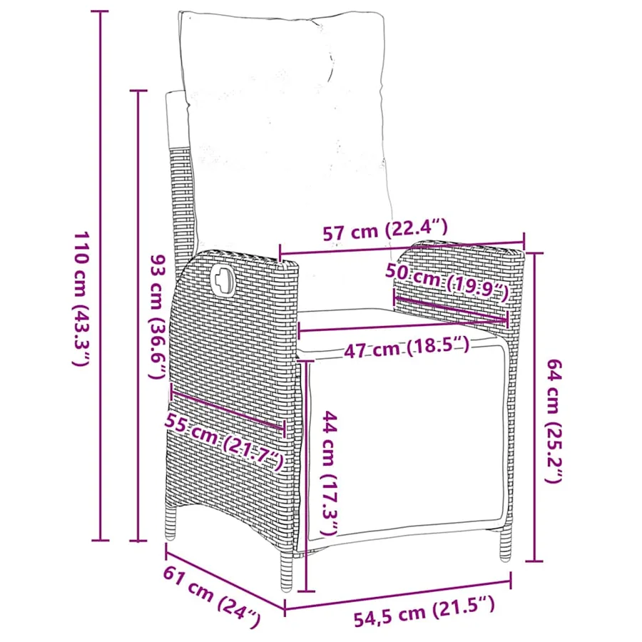 Ensemble de salle à manger pour jardin 9 pcs Marron polyrotin - 10