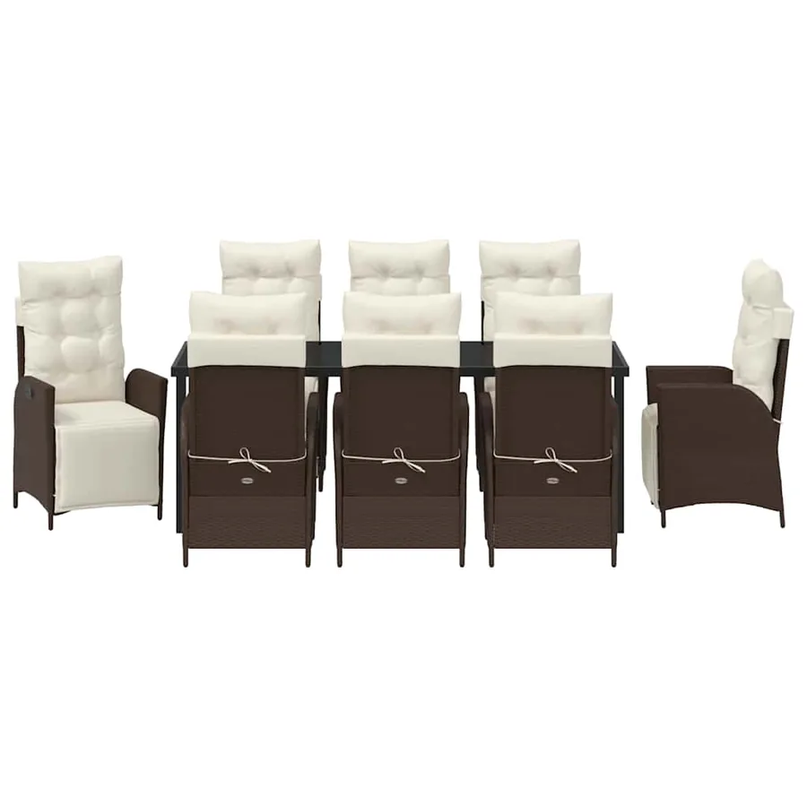 Ensemble de salle à manger pour jardin 9 pcs Marron polyrotin - 7