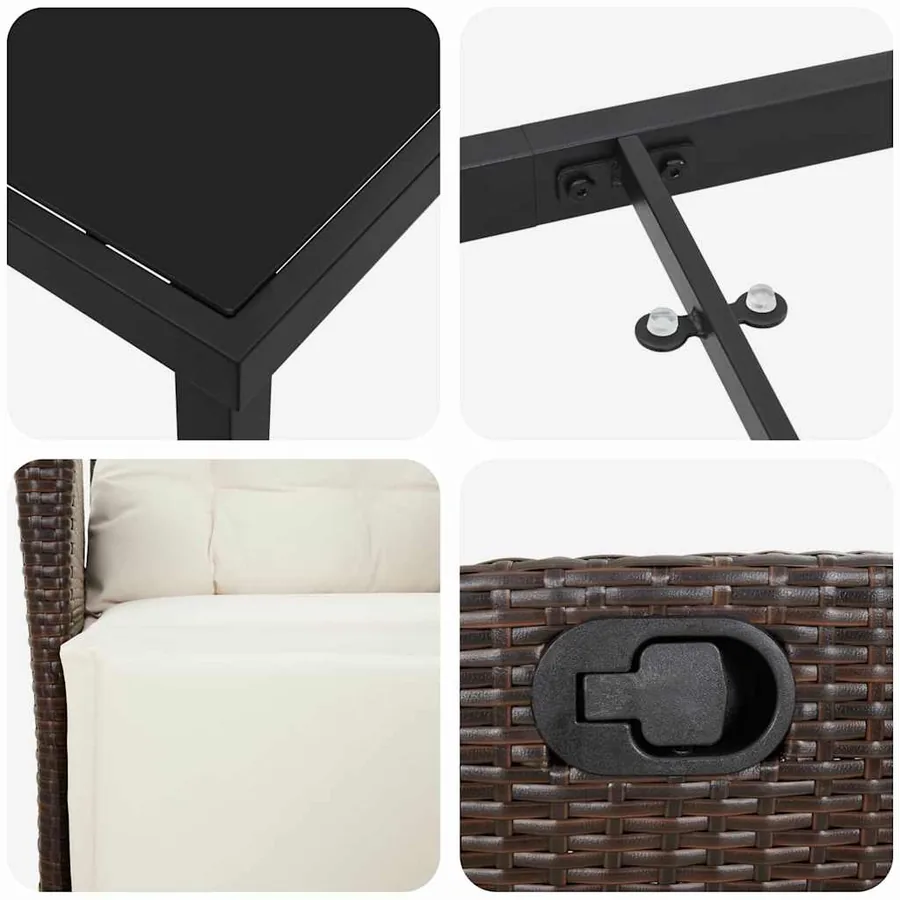 Ensemble de salle à manger pour jardin 9 pcs Marron polyrotin - 9