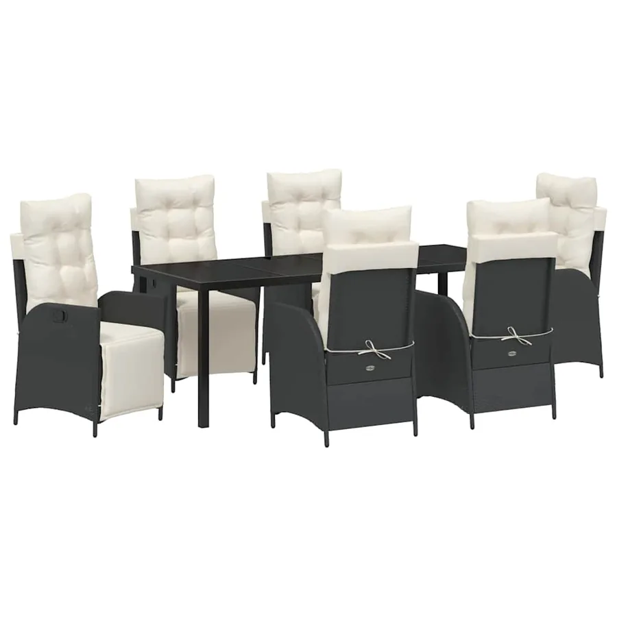 Ensemble de salle à manger pour jardin 7 pcs Noir polyrotin - 2