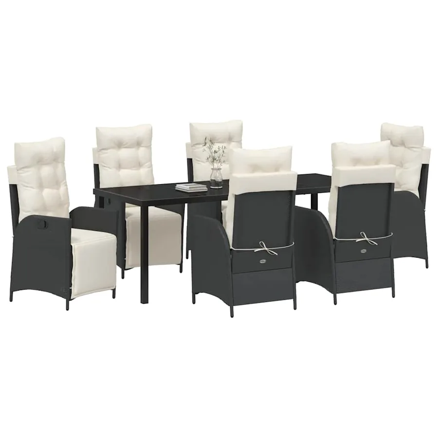 Ensemble de salle à manger pour jardin 7 pcs Noir polyrotin - 3