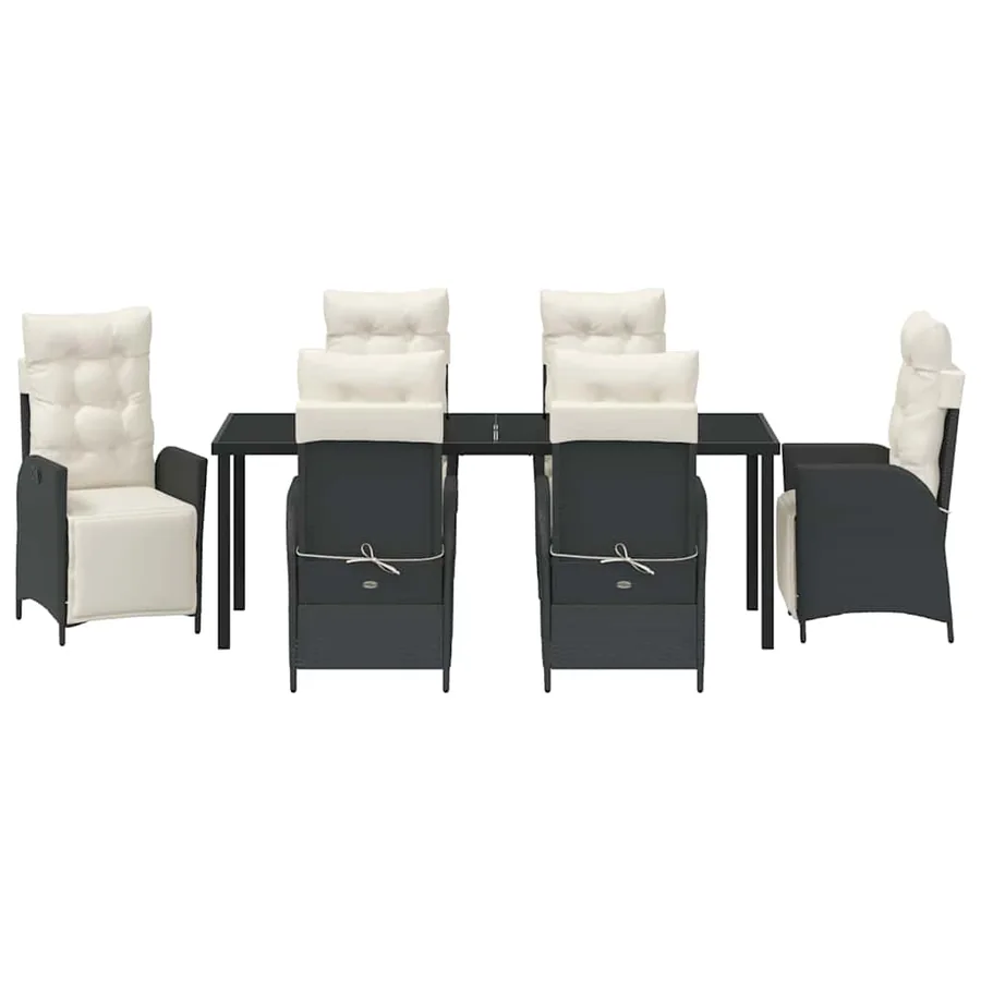 Ensemble de salle à manger pour jardin 7 pcs Noir polyrotin - 7