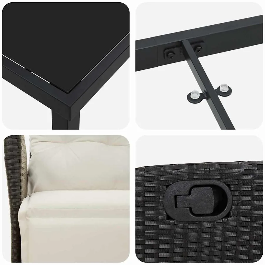 Ensemble de salle à manger pour jardin 7 pcs Noir polyrotin - 9