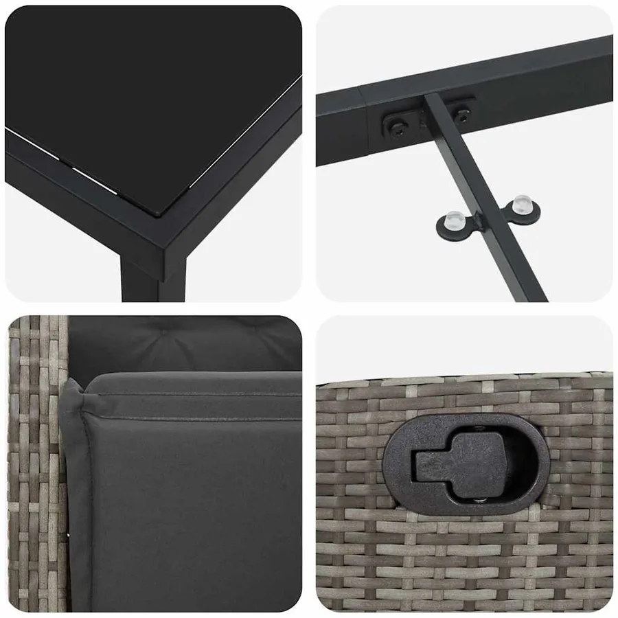 Ensemble de salle à manger pour jardin 9 pcs Gris polyrotin - 9