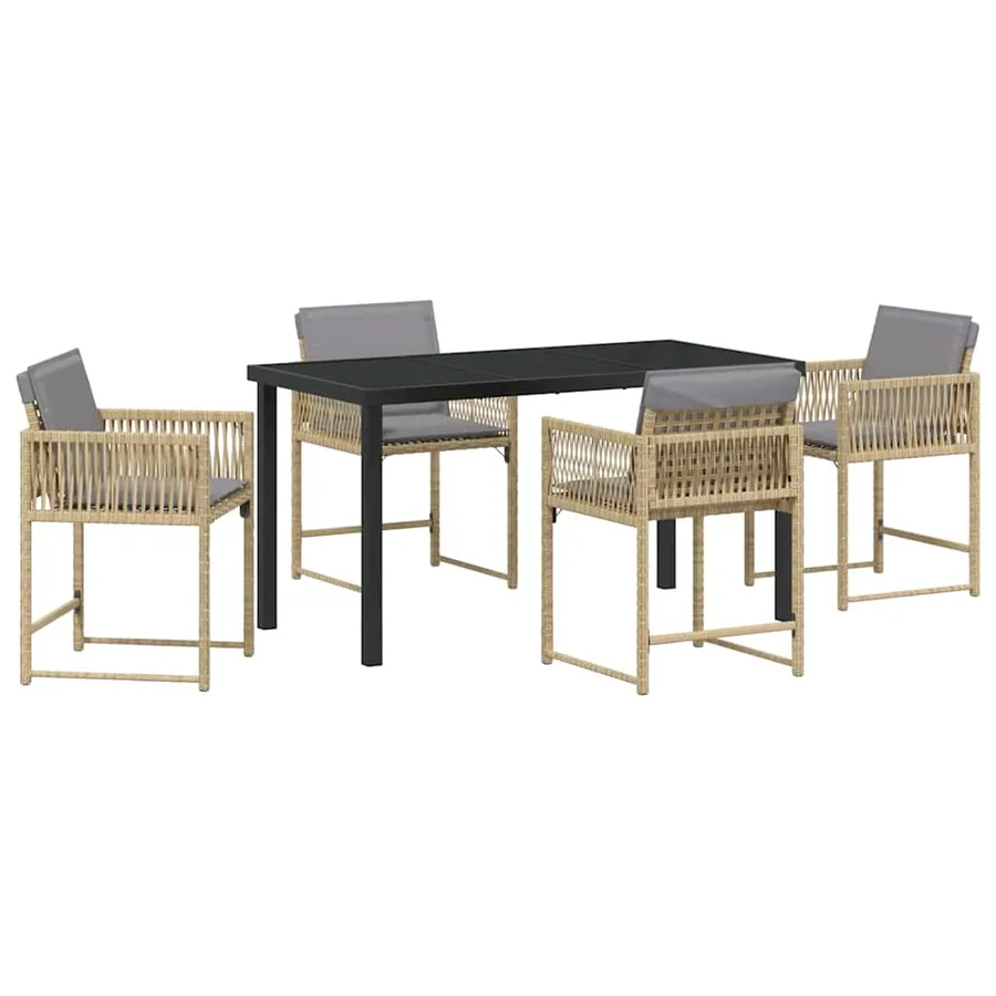 Ensemble de salle à manger pour jardin 5 pcs Beige polyrotin - 2