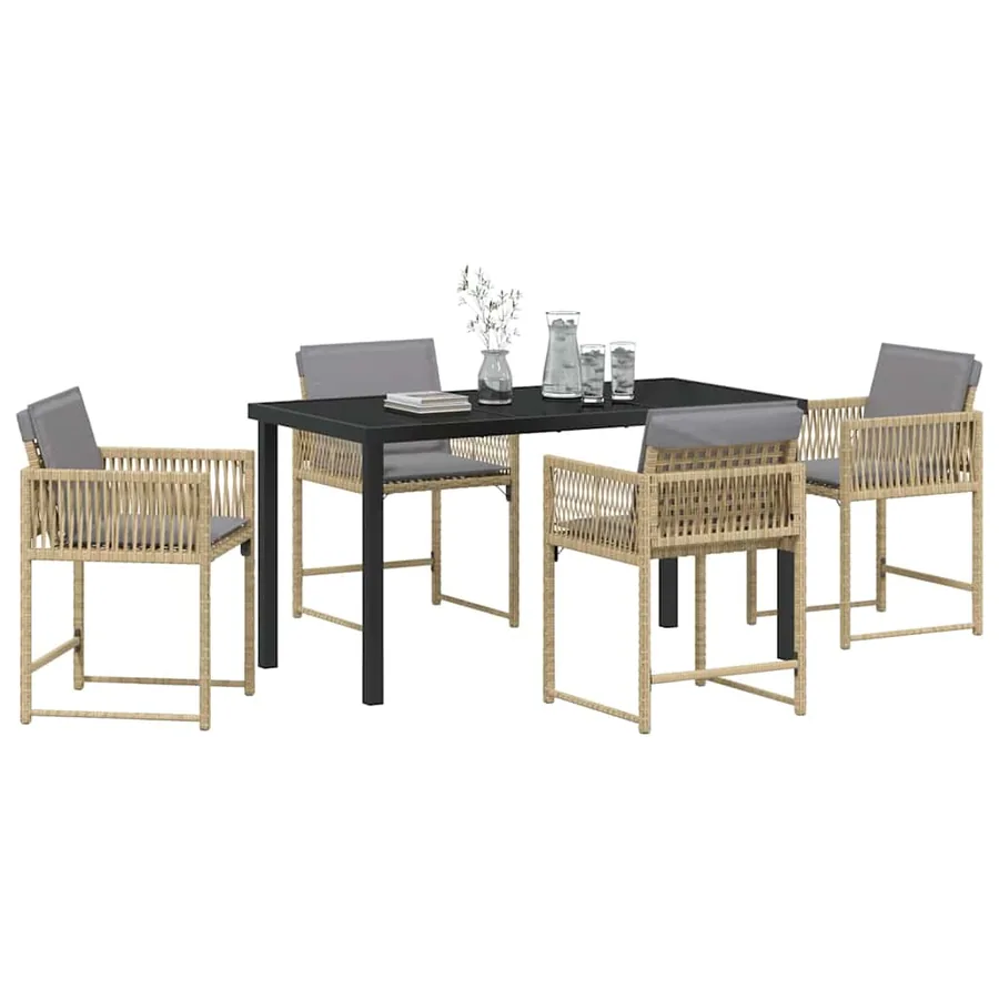 Ensemble de salle à manger pour jardin 5 pcs Beige polyrotin - 3