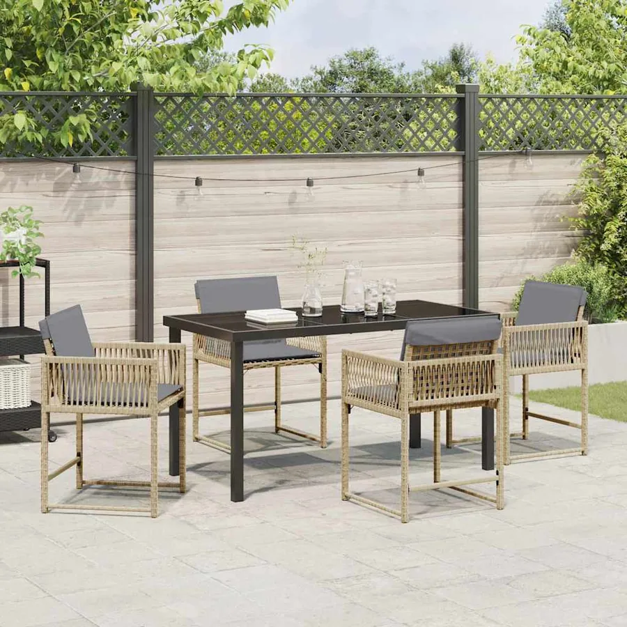 Ensemble de salle à manger pour jardin 5 pcs Beige polyrotin - 4