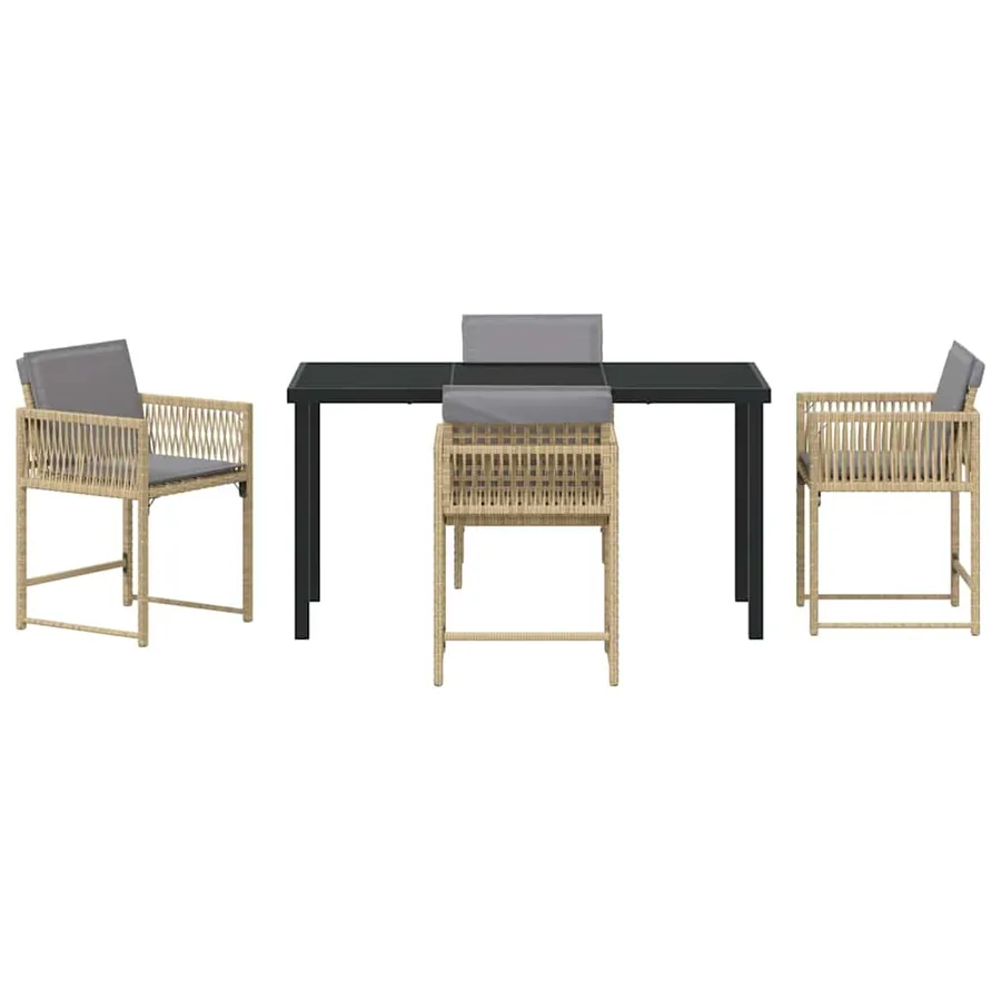 Ensemble de salle à manger pour jardin 5 pcs Beige polyrotin - 7