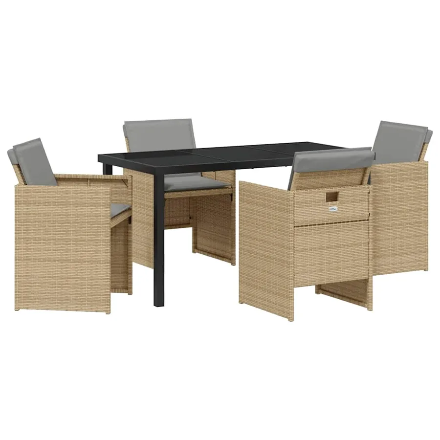 Ensemble de salle à manger pour jardin 5 pcs Beige polyrotin - 2