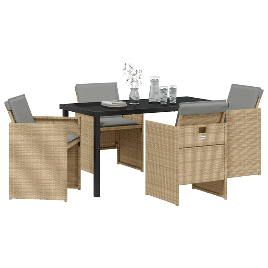 Ensemble de salle à manger pour jardin 5 pcs Beige polyrotin - 3