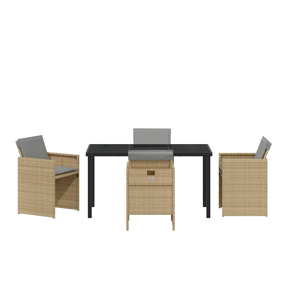 Ensemble de salle à manger pour jardin 5 pcs Beige polyrotin - 7