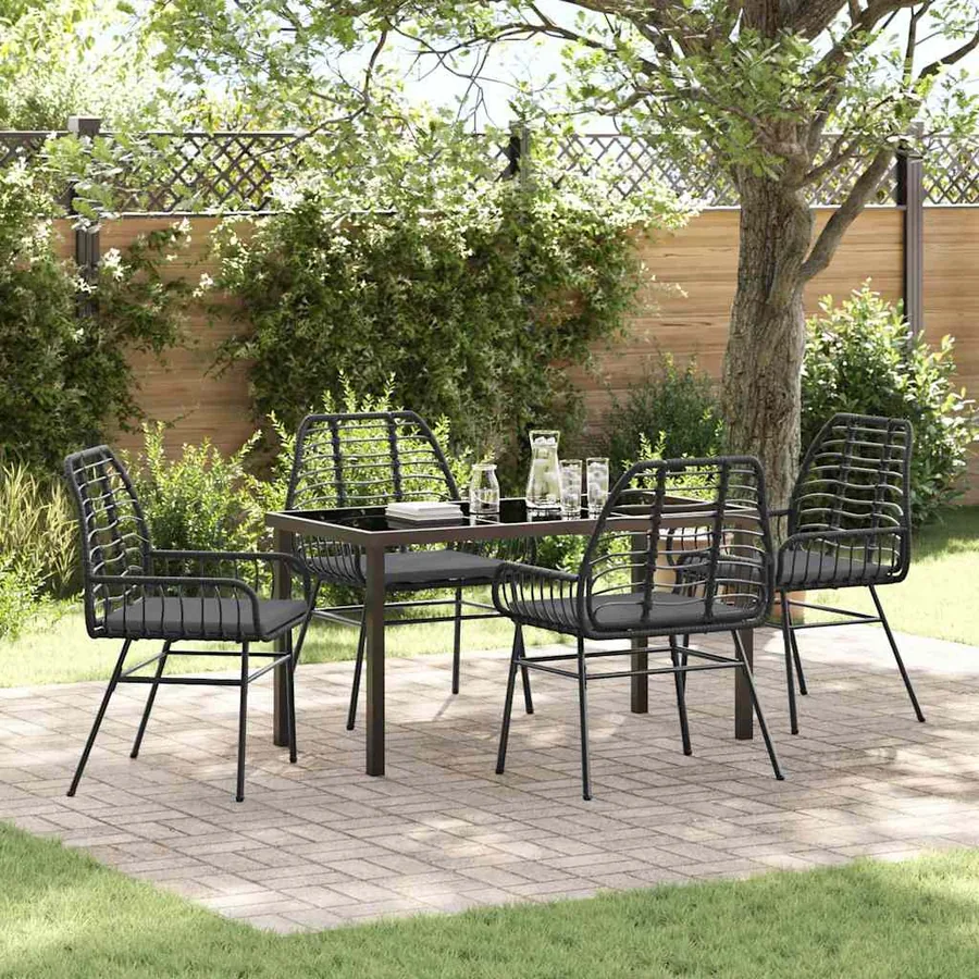 Ensemble de salle à manger pour jardin 5 pcs Noir polyrotin