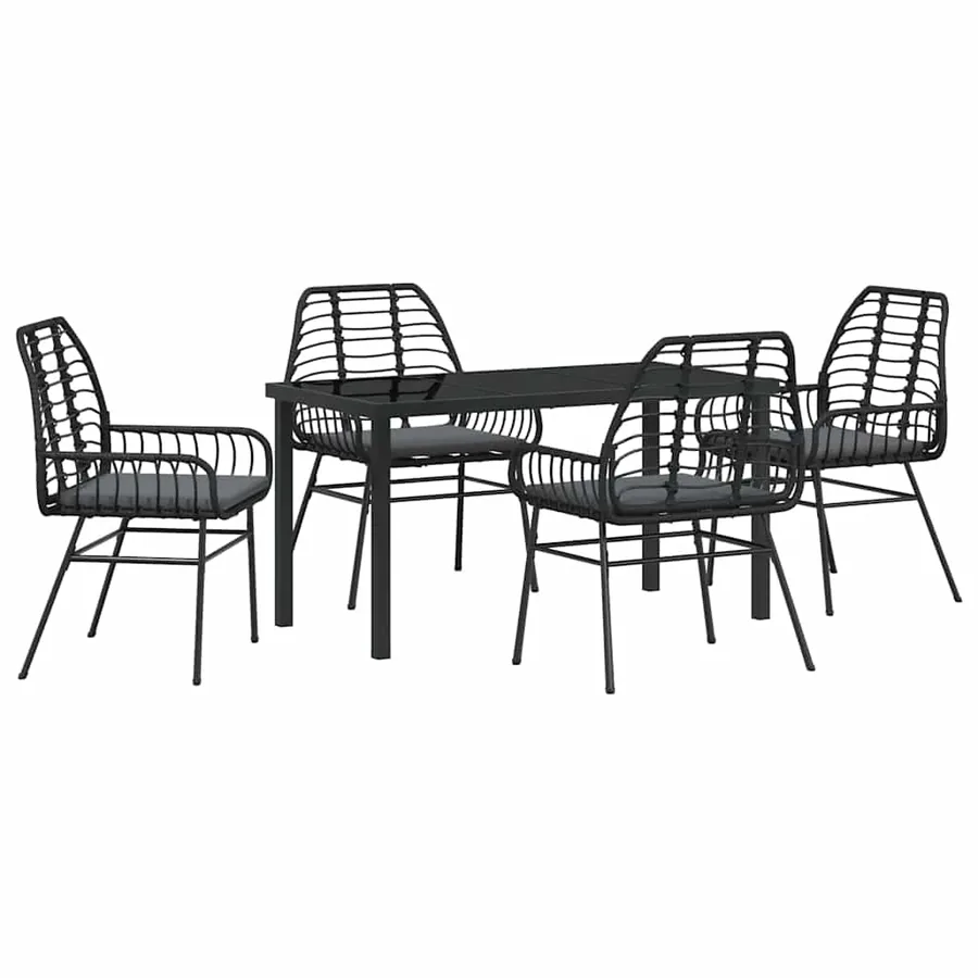Ensemble de salle à manger pour jardin 5 pcs Noir polyrotin - 2
