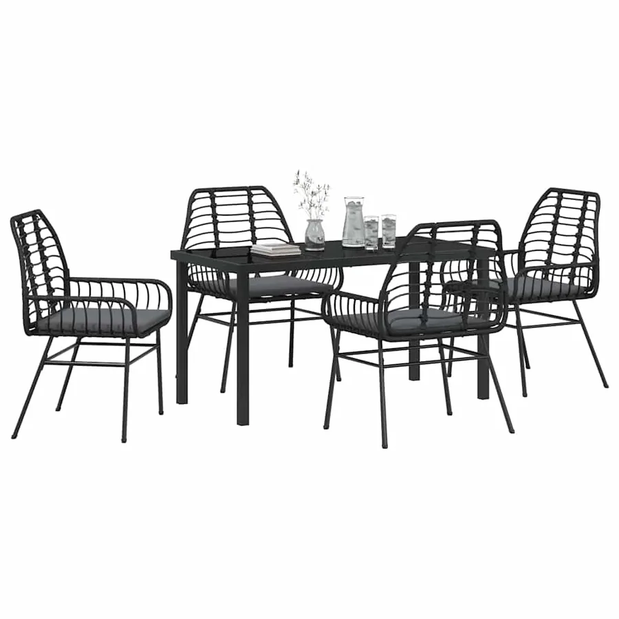 Ensemble de salle à manger pour jardin 5 pcs Noir polyrotin - 3