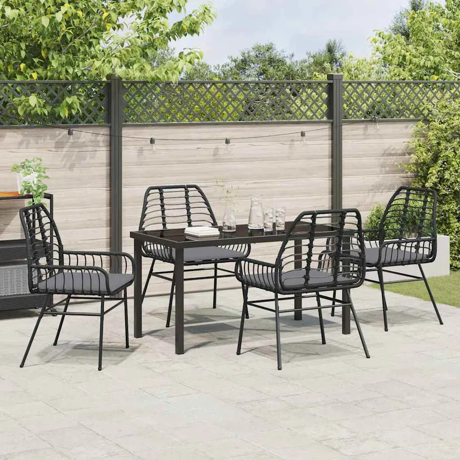 Ensemble de salle à manger pour jardin 5 pcs Noir polyrotin - 4