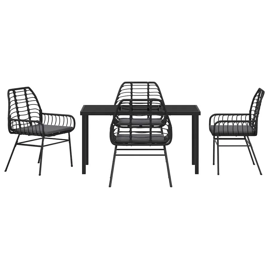 Ensemble de salle à manger pour jardin 5 pcs Noir polyrotin - 7